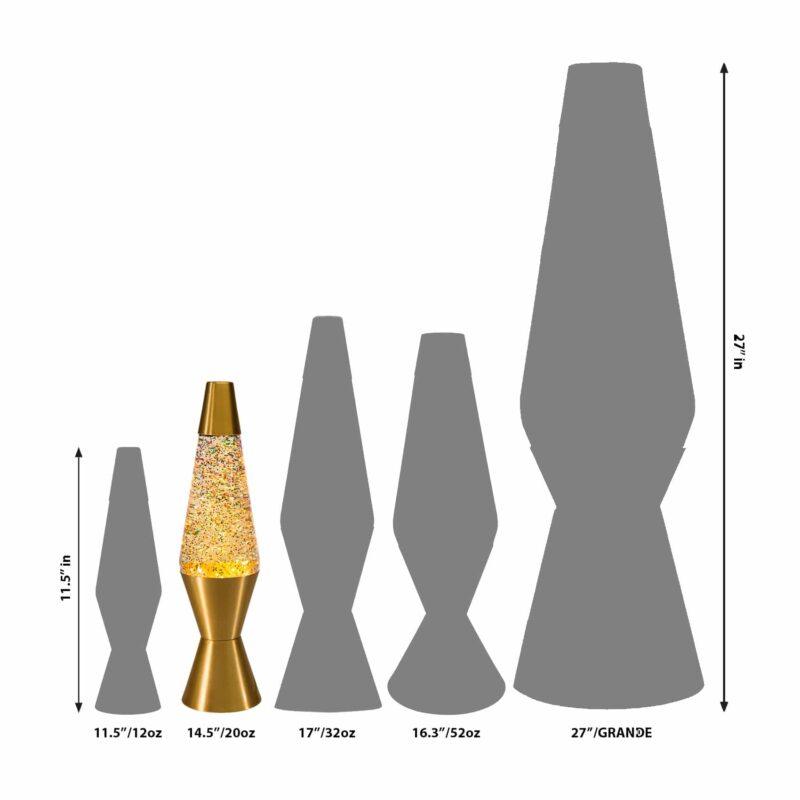 14.5″ LAVA Lamp Rainbow Glitter – Clear/Gold - US 4583